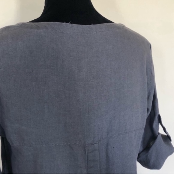 Ellen Tracy 100% linen grey pullover blouse top 3/4 sleeve lagenlook size medium - Picture 9 of 13